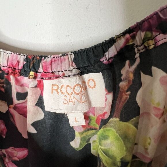 Rococo Sand Top Womens Large Floral Silk Pleated Boho Bell Sleeves Flowy Hippie - Picture 13 of 16